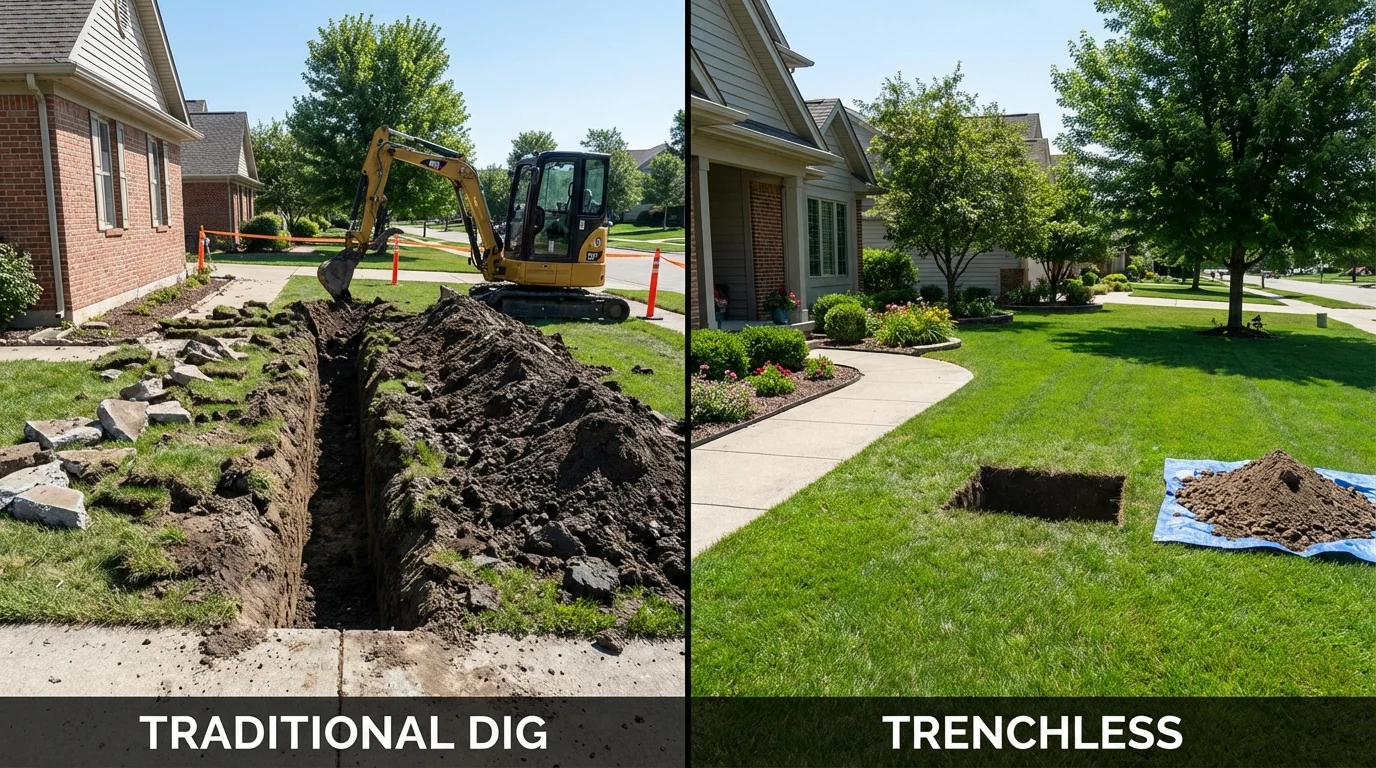 Trenchless sewer repair with minimal yard damage versus traditional excavation in Bainbridge, GA